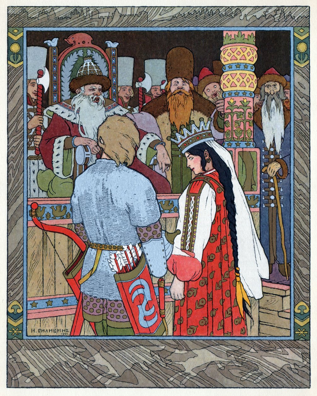 查列维奇-伊万，火鸟和灰狼，约1899年（石版画）。 作者 伊万·雅科夫列维奇·比利宾