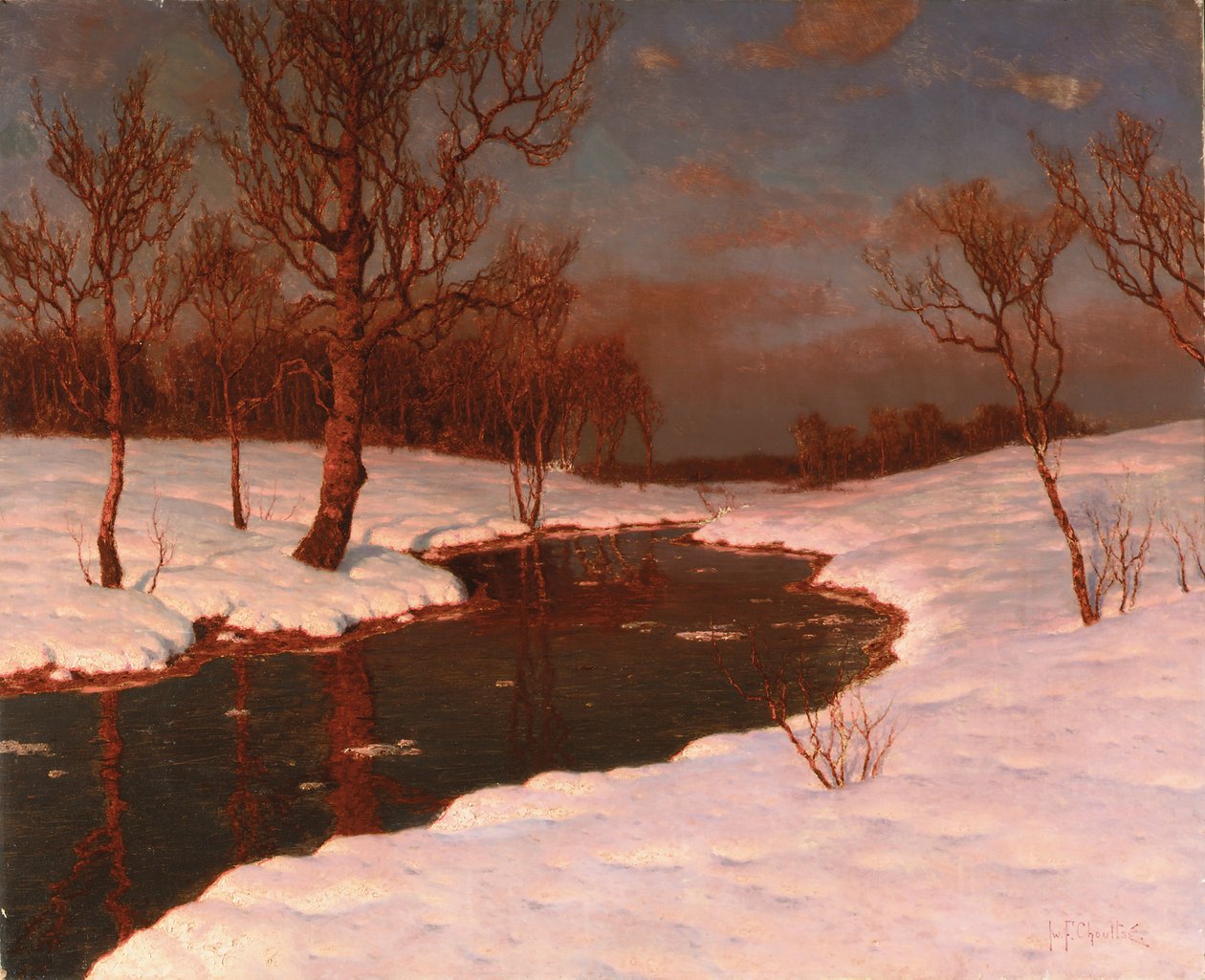 雪河景观日落 作者 伊凡（Ivan Fedorovich Choultse）