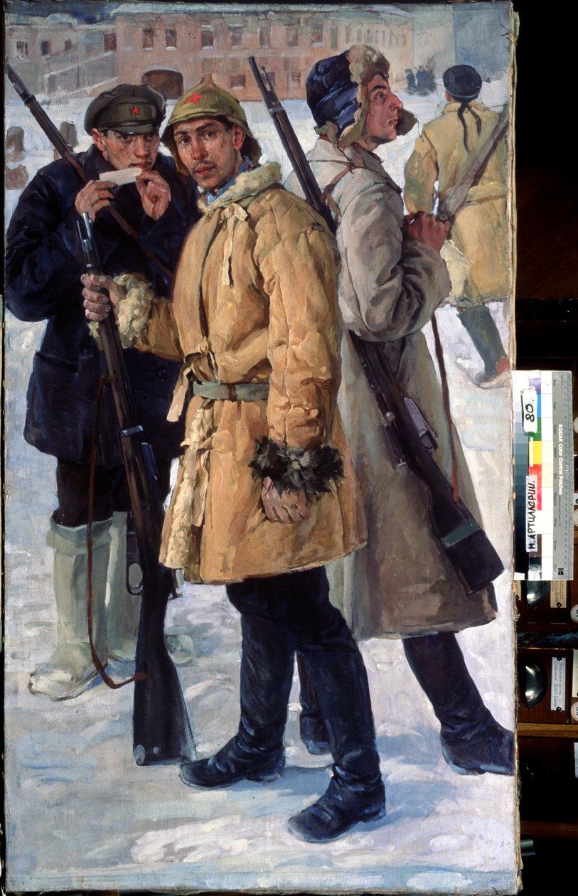 伊万-德罗兹多夫（1880-1939）的 "红军战士 "油画 1918 年 圣彼得堡国家中央炮兵博物馆 作者 伊万·格奥尔基耶维奇·德罗兹多夫