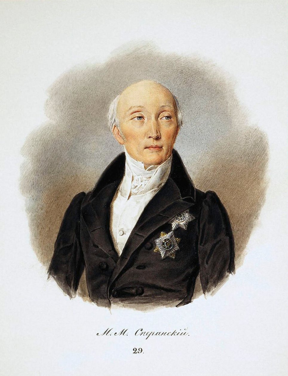 国务秘书和改革者米哈伊尔-斯佩兰斯基伯爵的肖像，1772-1839年，1839年。   作者 伊万·伊万诺维奇·赖默斯