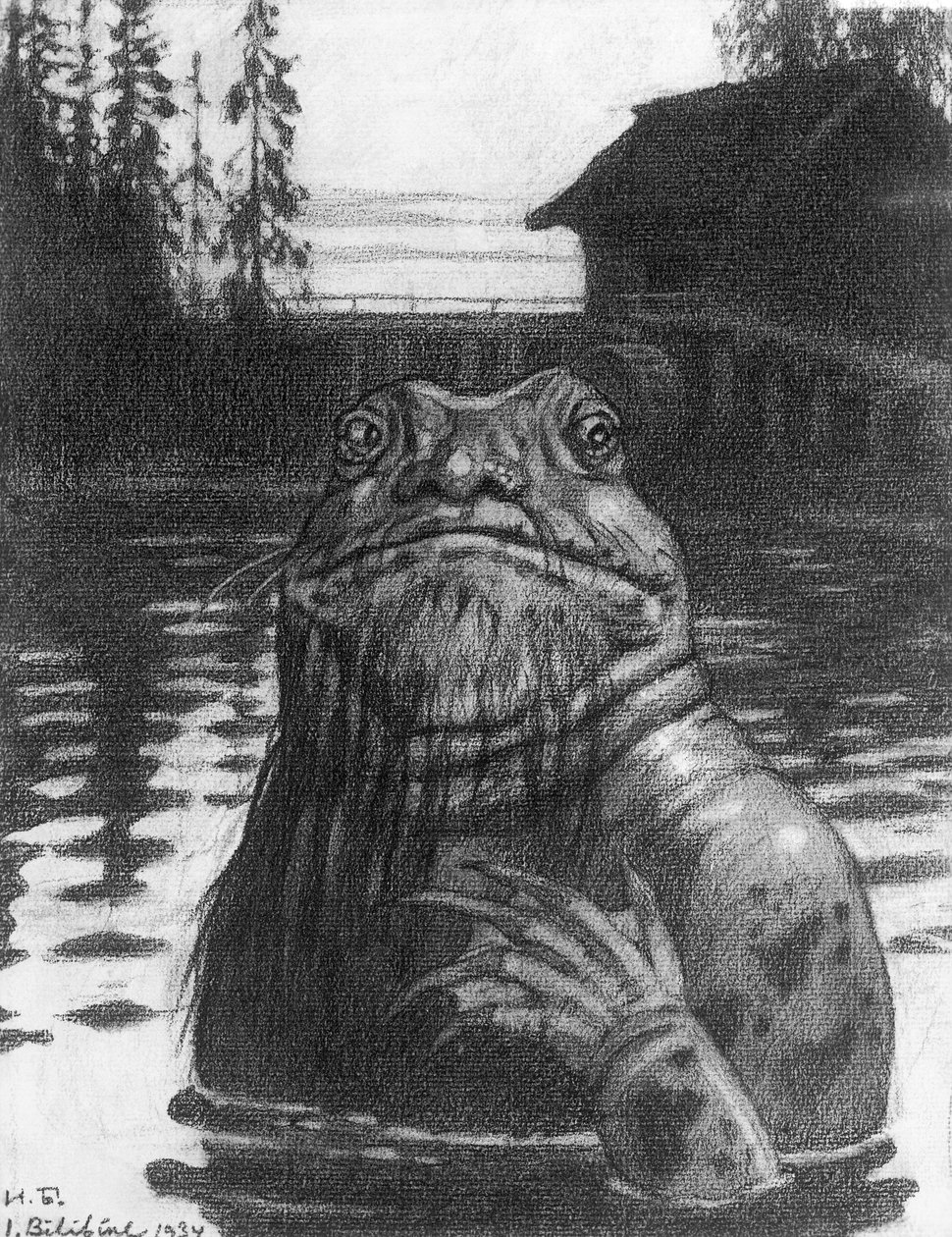 Vodyanoi，Water Sprite，1934年（纸上木炭） 作者 伊万·雅科夫列维奇·比利宾