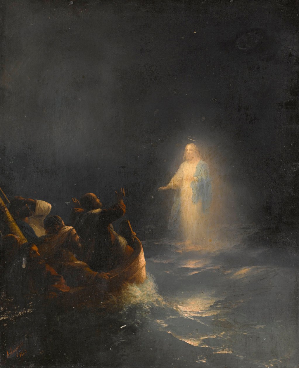 Jesus marche sur les eaux - 耶稣在水上行走，作者Aivazovsky, Ivan Konstantinovich (1817-1900)。布面油画 作者 伊万·康斯坦丁诺维奇·艾瓦佐夫斯基