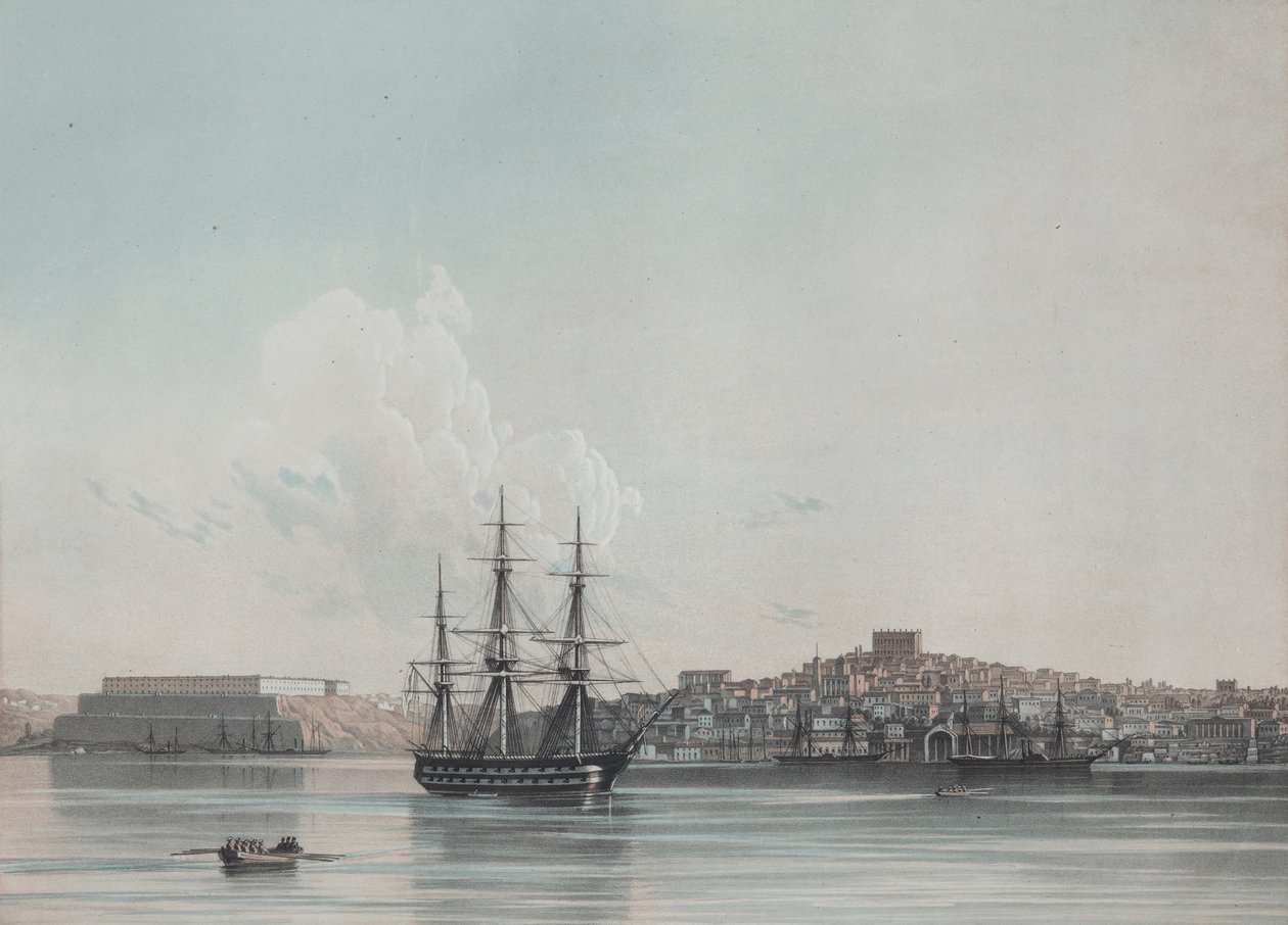 塞瓦斯托波尔的新海军陆战队营房和内港，1850年代 作者 伊万·康斯坦丁诺维奇·艾瓦佐夫斯基