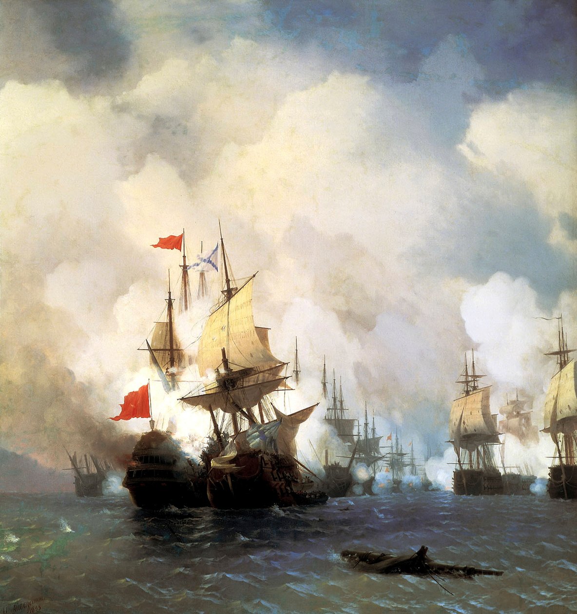 1770年7月5日的切斯马海战》，1848年。   作者 伊万·康斯坦丁诺维奇·艾瓦佐夫斯基