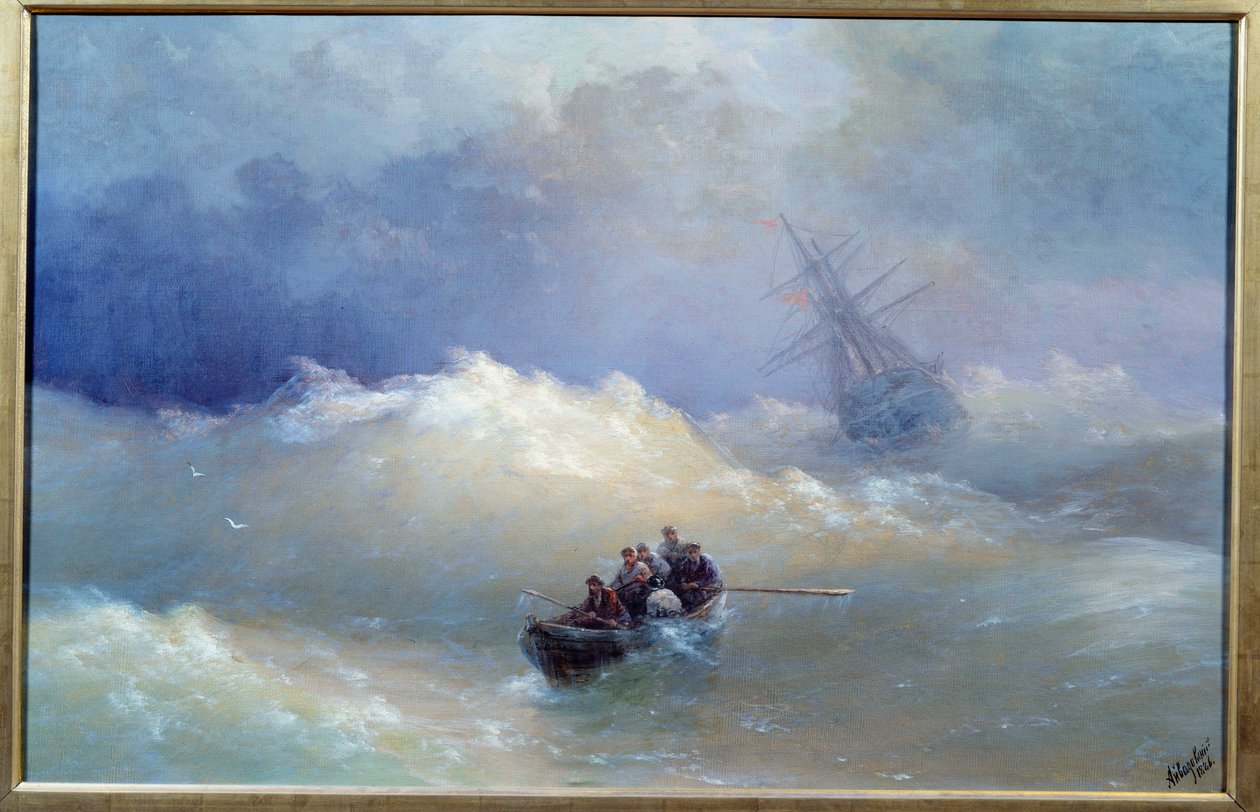 Ivan Aivazovsky (1817-1900) 的波浪画 1886 布列斯特，美术博物馆 作者 伊万·康斯坦丁诺维奇·艾瓦佐夫斯基