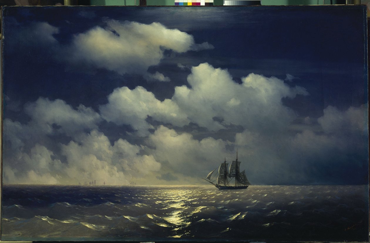 水星号双桅帆船在击败两艘土耳其船只后与俄罗斯中队相遇 par Aivazovsky, Ivan Konstantinovich (1817-1900) 作者 伊万·康斯坦丁诺维奇·艾瓦佐夫斯基
