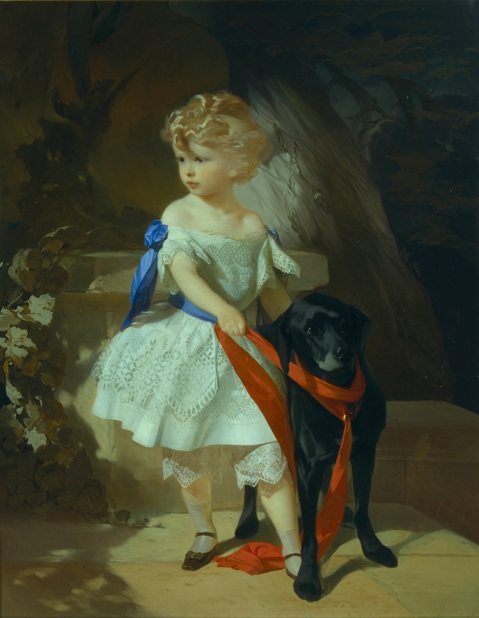 狗的女孩，1860年代 作者 伊万·科斯米奇·马卡罗夫（Ivan Kosmich Makarov）