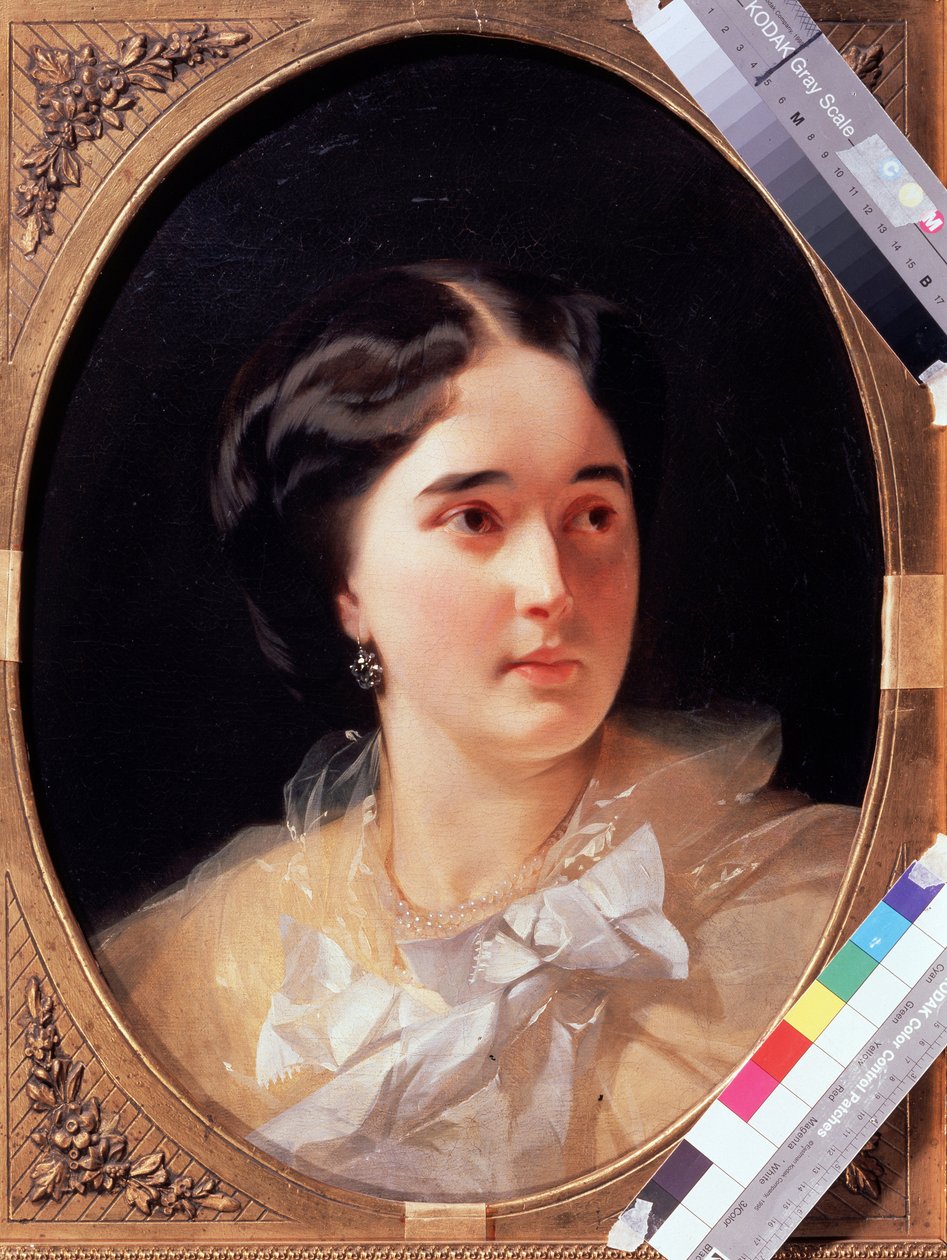 D. Olsufyeva 伯爵夫人肖像（1836-？）伊万-科斯米奇-马卡洛夫（1822-1897 年）的画作，布面油画 作者 伊万·科斯米奇·马卡罗夫（Ivan Kosmich Makarov）