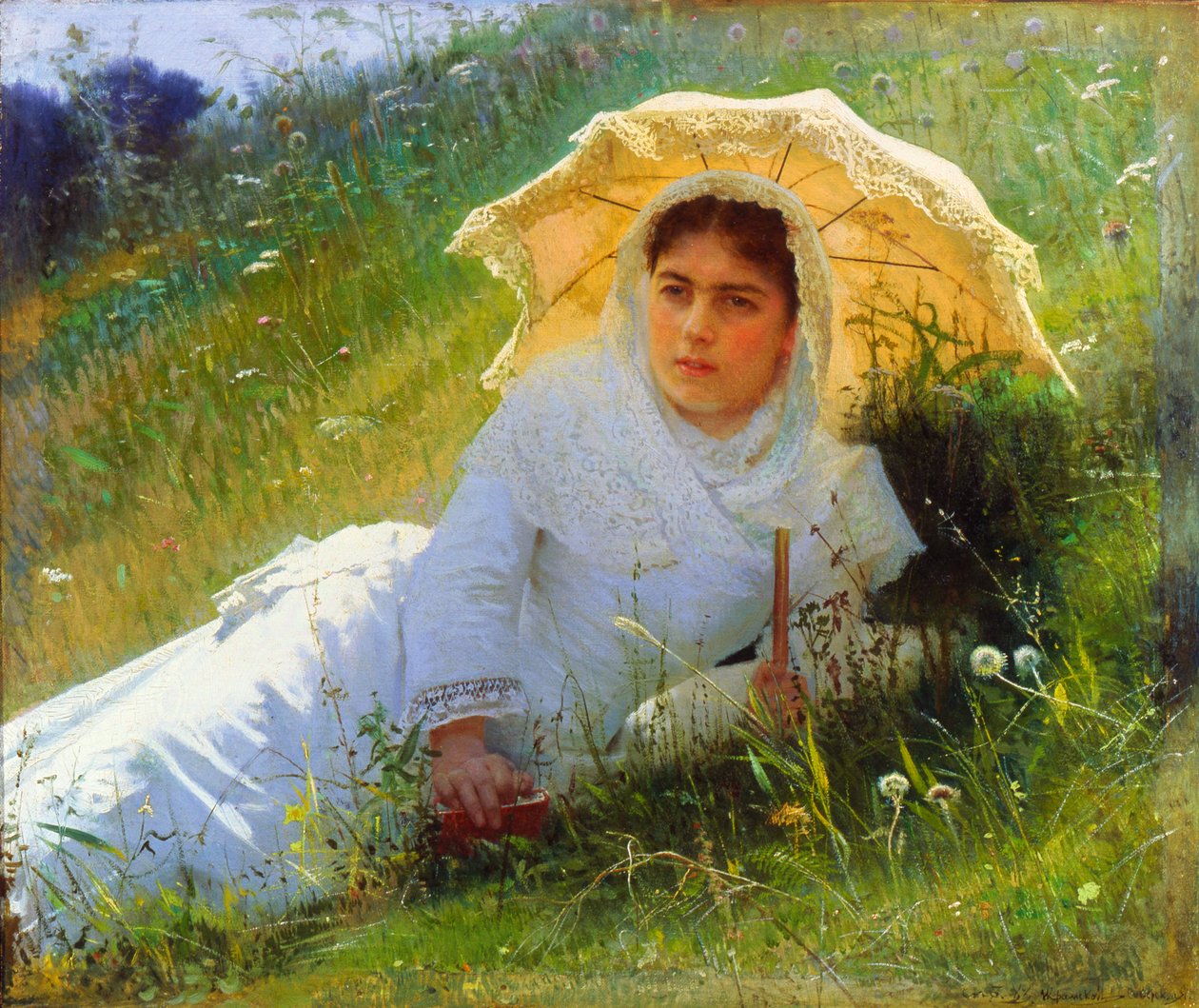 在草地上的热天。 1883年中午 作者 伊万·克拉姆斯科伊（Ivan Kramskoy）