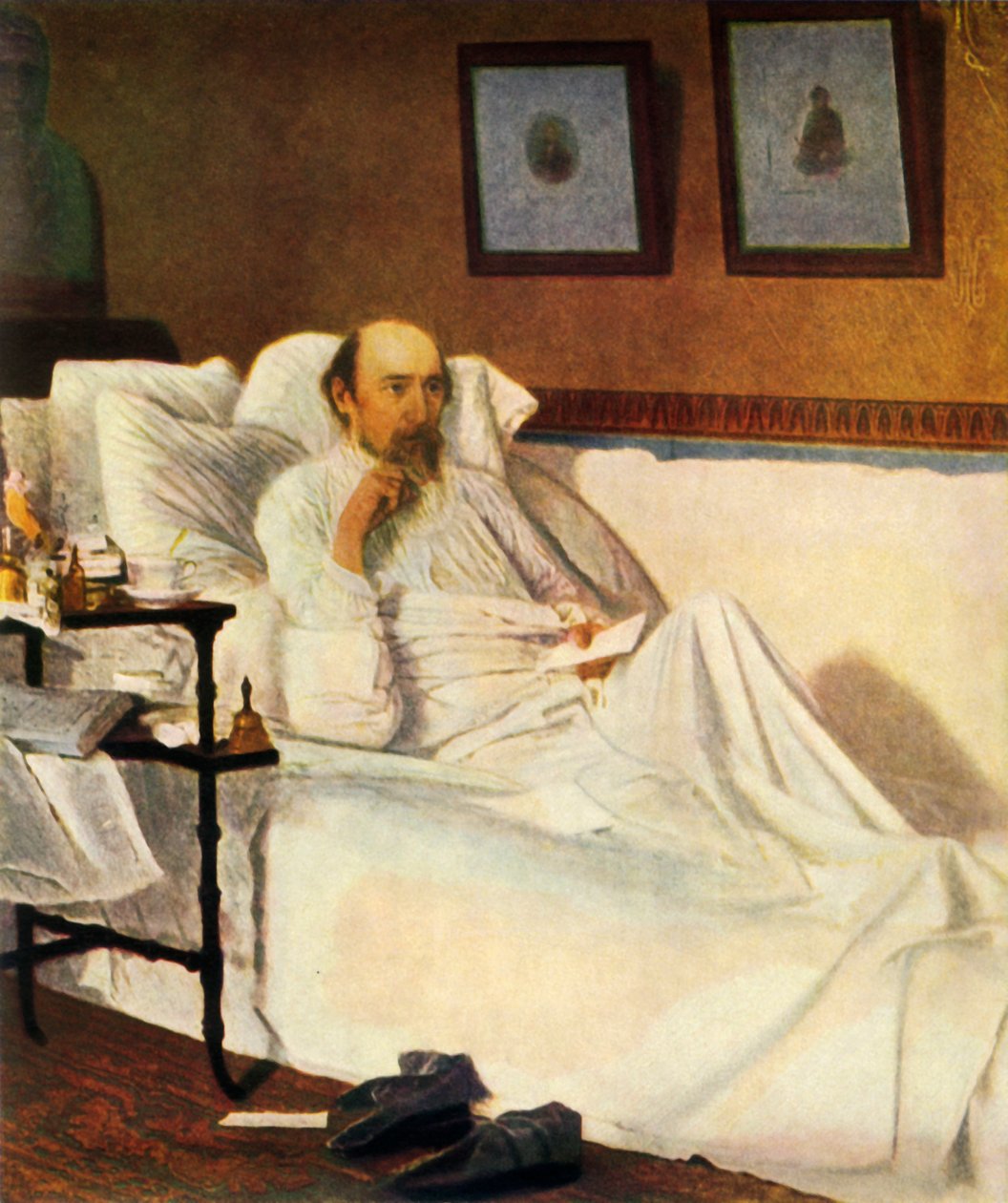 内克拉索夫肖像，1877年，1965年。 作者 伊万·克拉姆斯科伊（Ivan Kramskoy）