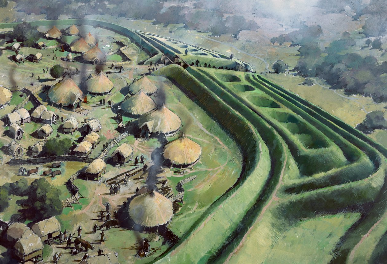 铁器时代老奥斯威斯特里山堡的入口鸟瞰图，约1970-2010年 作者 伊万·拉普