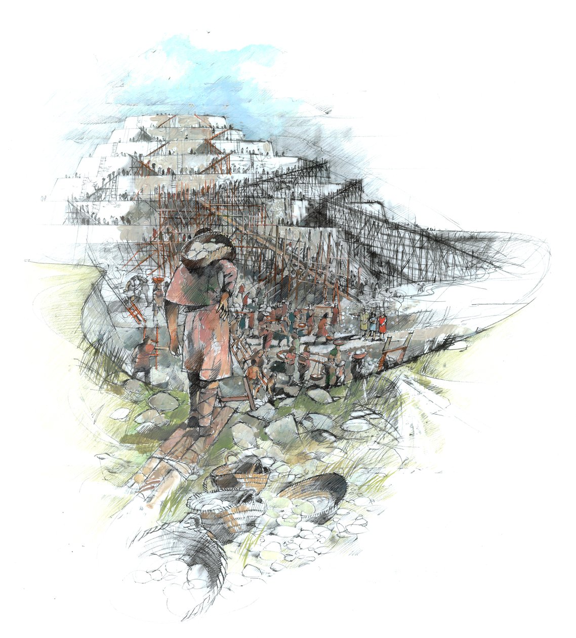 建造萨德伯里山（纸面水彩画） 作者 伊万·拉普