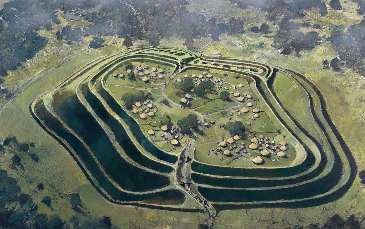 奥斯韦斯特里山堡，在其占领的高峰期，铁器时代，约1970-2010年 作者 伊万·拉普