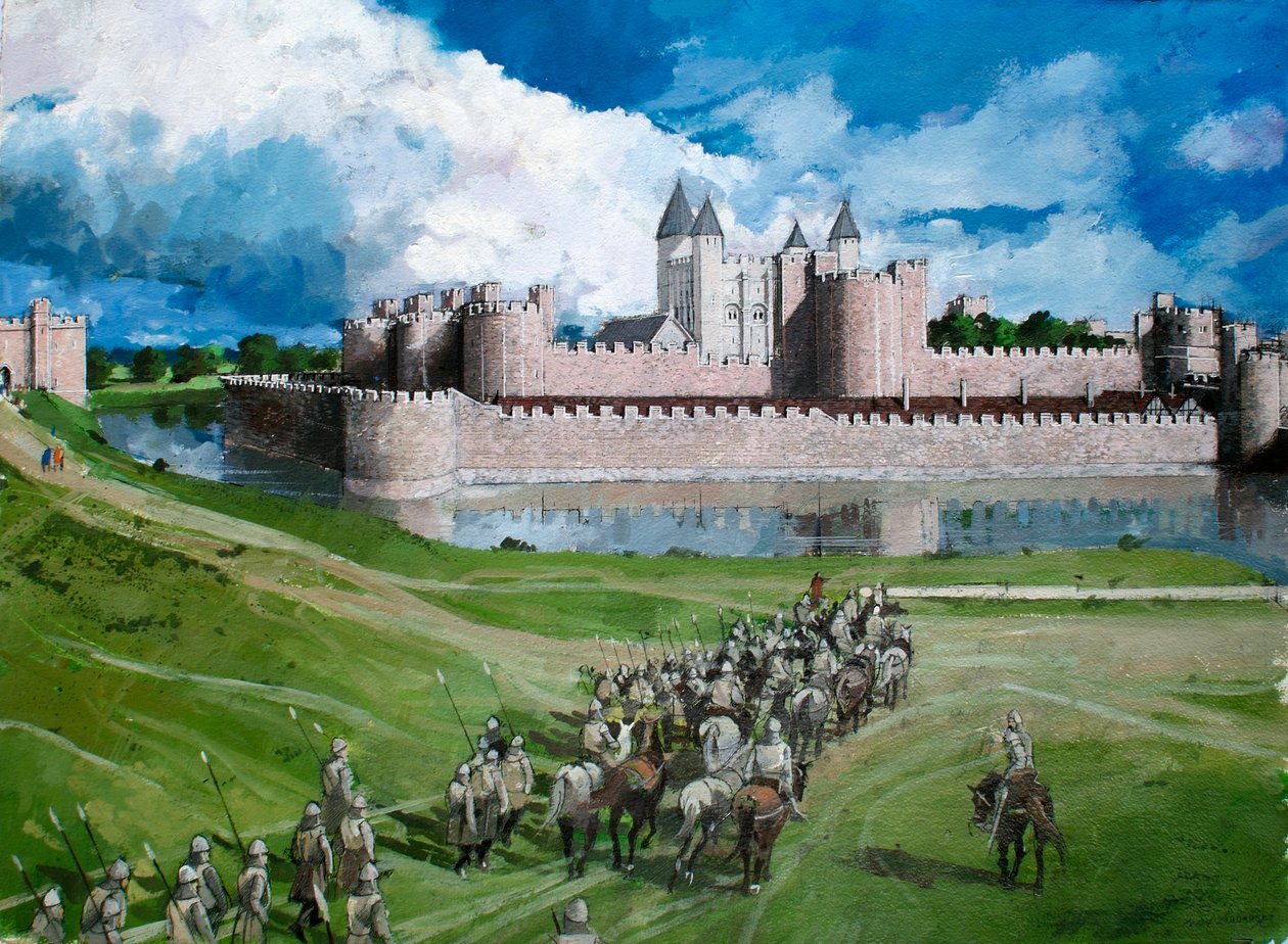 伦敦塔重建图，显示 1300 年爱德华一世国王建成的外幕墙 作者 伊万·拉普