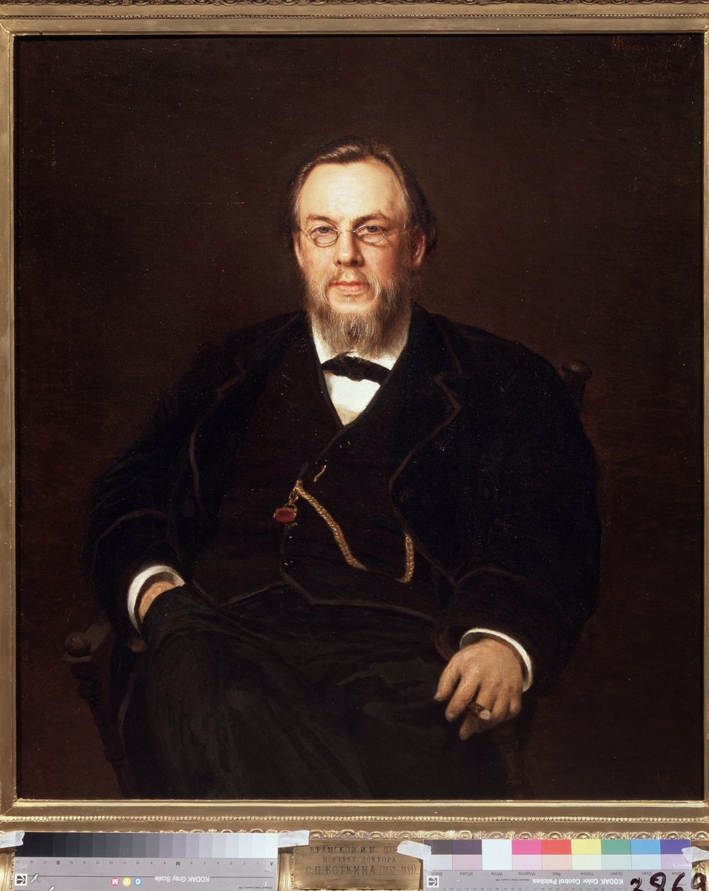 收藏家谢尔盖-博特金博士（1832-1889 年）的肖像。伊万-尼古拉耶维奇-克拉姆斯基（1837-1887 年）的画作，布面油画 作者 伊万·尼古拉耶维奇·克拉姆斯科伊