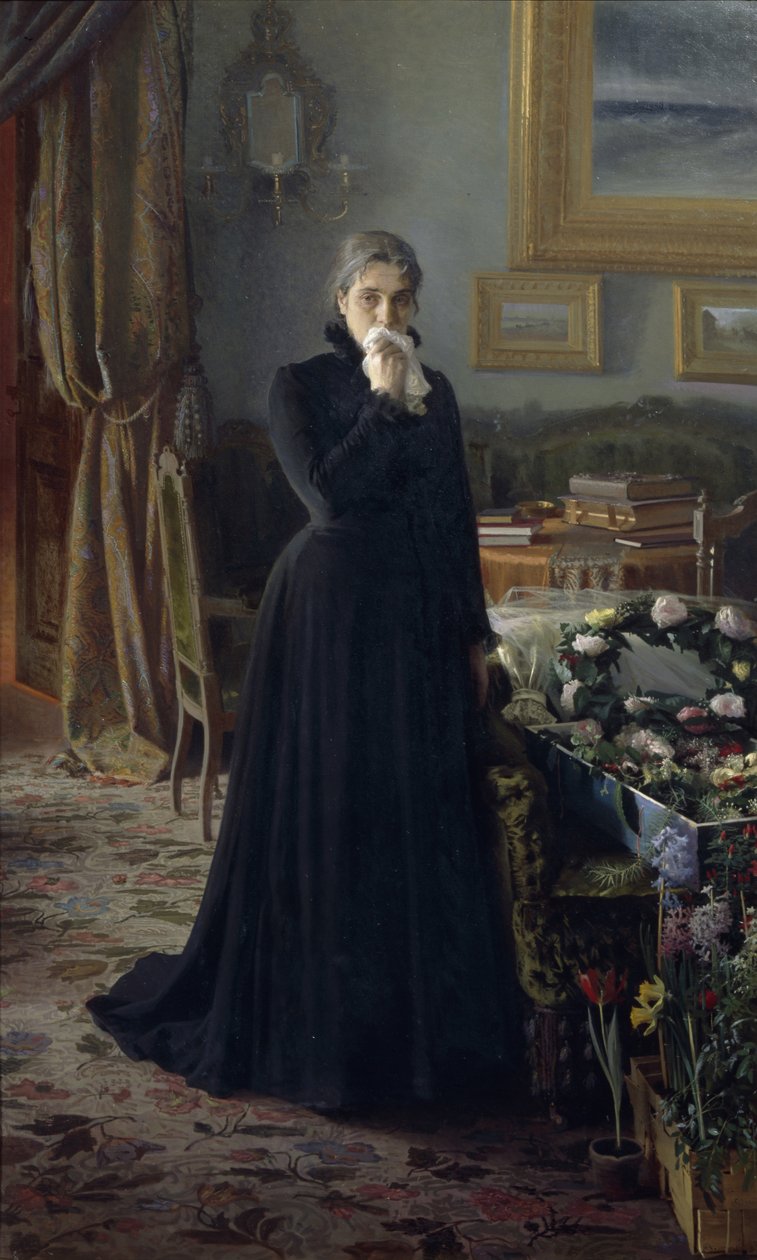 伤心欲绝的悲伤，1884年 作者 伊万·尼古拉耶维奇·克拉姆斯科伊