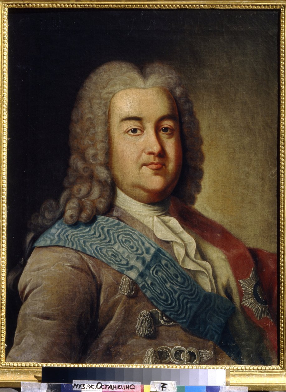 Portrait du Prince Alexis Mikhailovich Tcherkasski (1680-1742)（切尔卡斯基王子肖像）。Peinture de Ivan Petrovich Argunov (Argounov) (1729-1802), huile sur toile, milieu 18e siecle.18 世纪俄罗斯艺术。国家陶瓷和乡村博物馆 作者 伊凡（Ivan Petrovich）Argunov