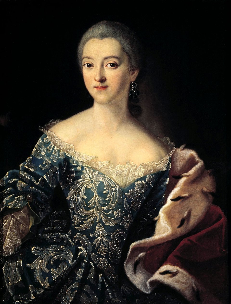 叶卡捷琳娜-洛巴诺夫-罗斯托夫斯基伯爵夫人的肖像》，1754年。   作者 伊凡（Ivan Petrovich）Argunov