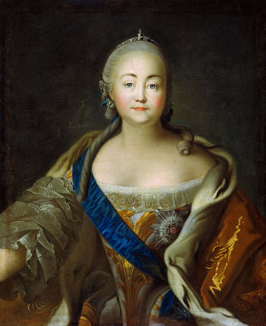 伊丽莎白皇后1709-1762年的肖像，1750-1760年代。   作者 伊凡（Ivan Petrovich）Argunov