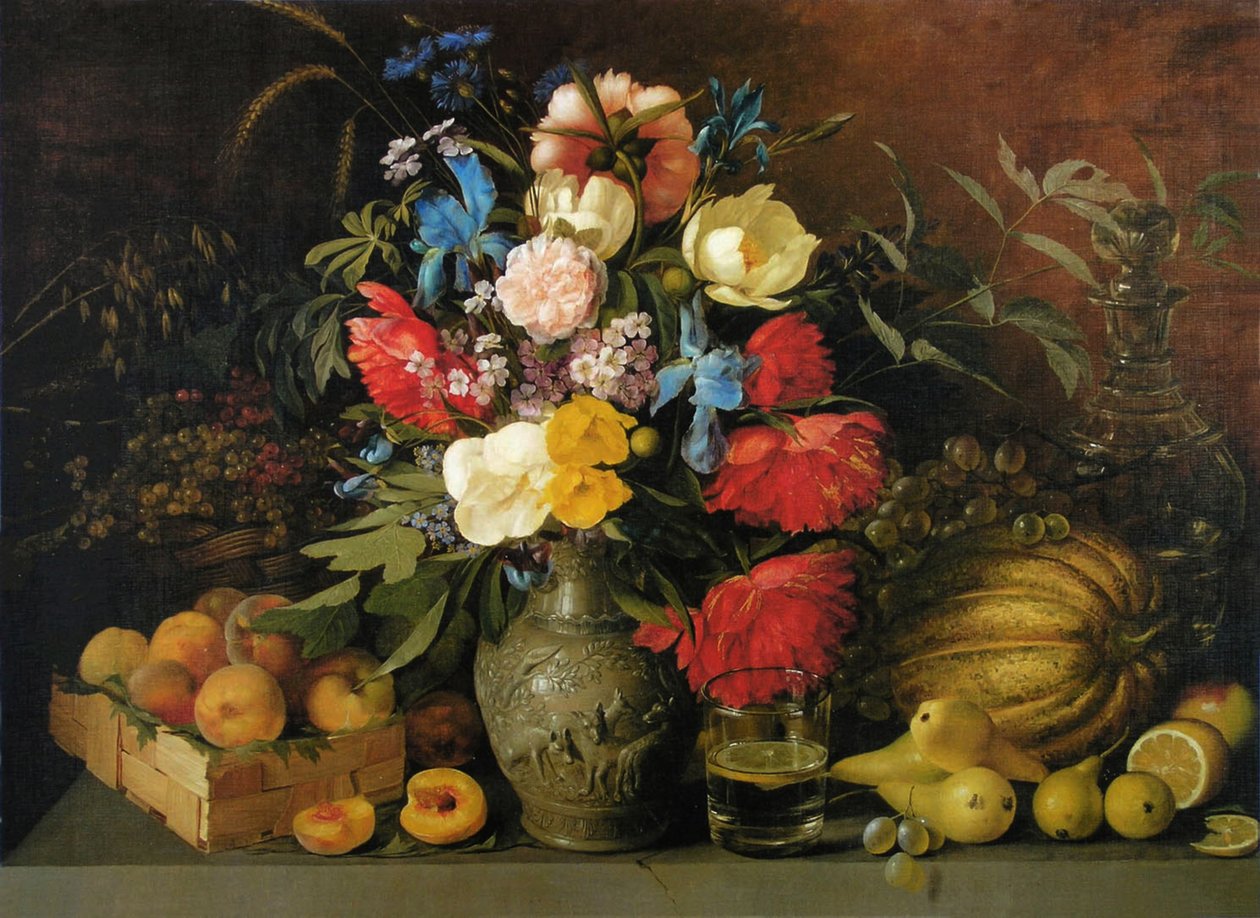 花和水果, 1839年 作者 伊万·福米奇·赫鲁茨基