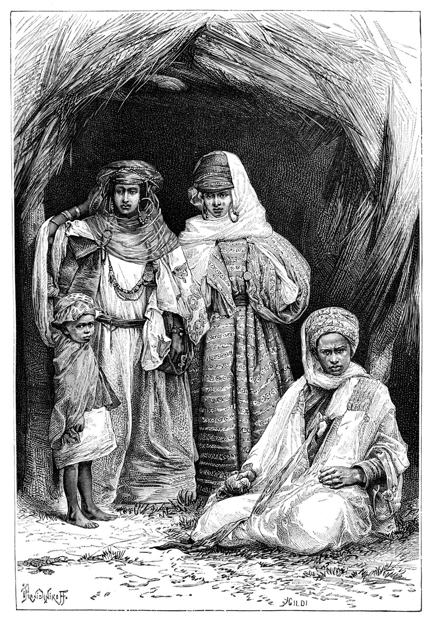 1895年，北非的一个胡米尔人，妇女和儿童。 作者 伊凡（Ivan Pranishnikoff）