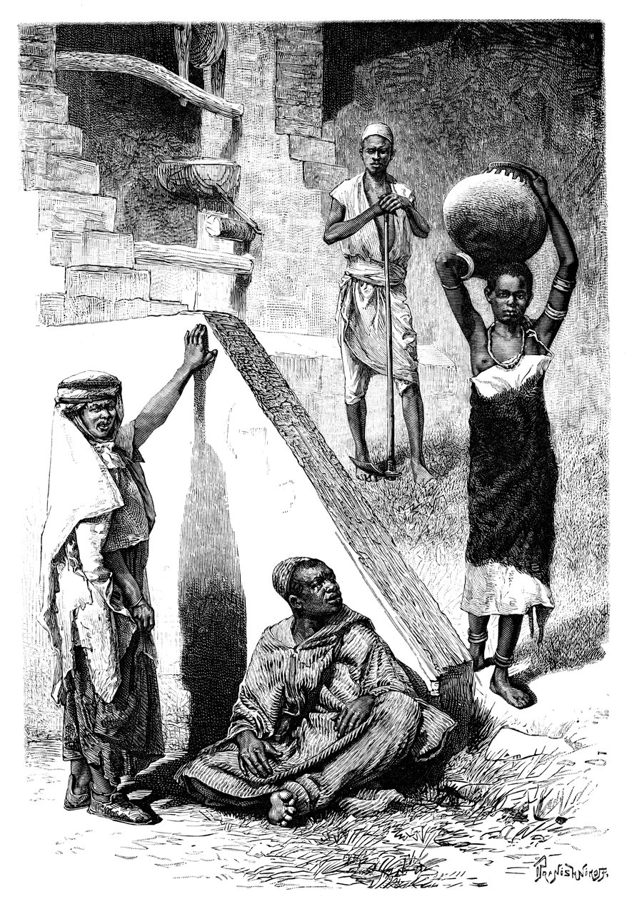 苏丹阿拉伯人和一名希卢克女奴隶，苏丹，1895年。 作者 伊凡（Ivan Pranishnikoff）