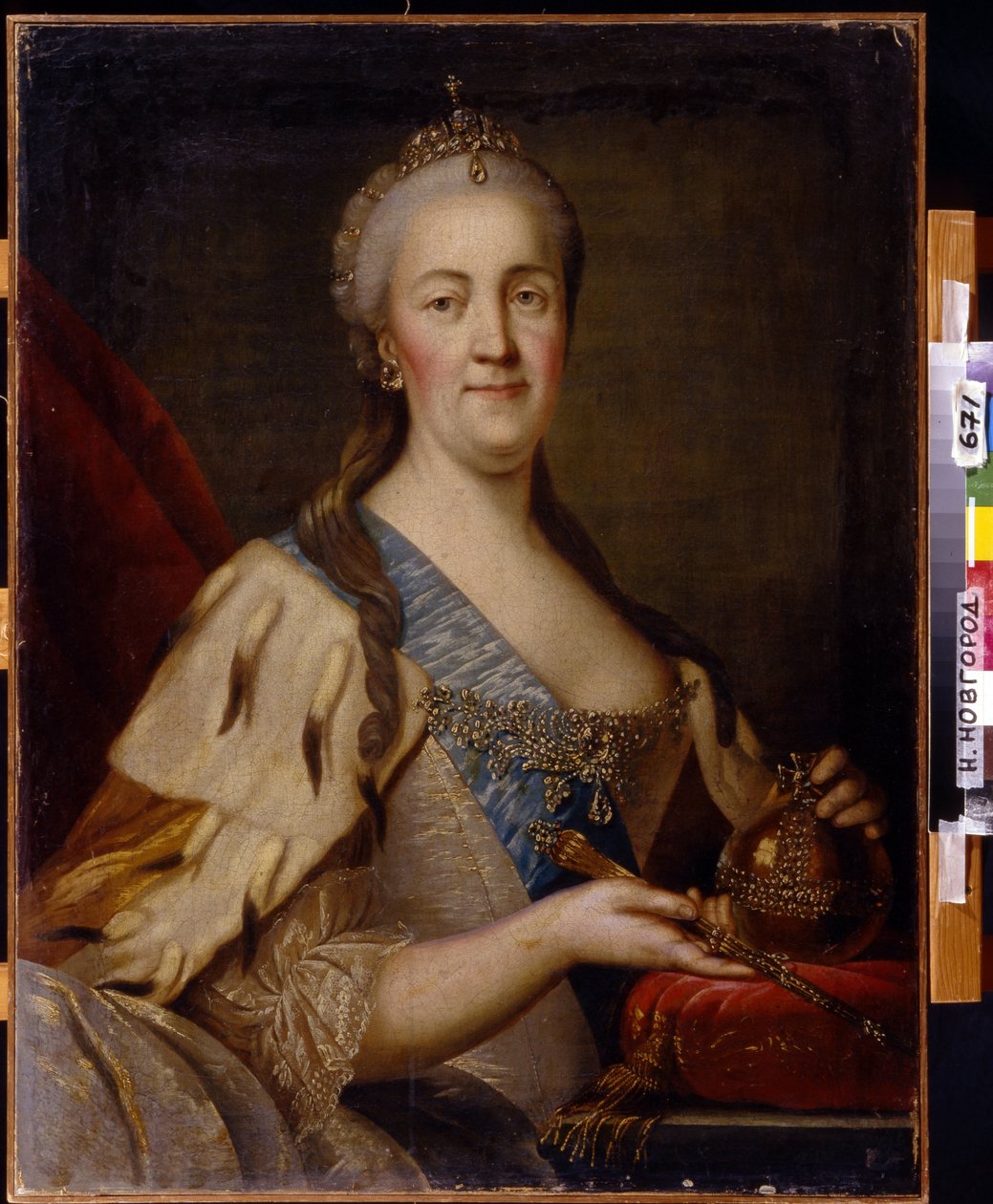 叶卡捷琳娜二世女皇（1729-1796）的肖像。 伊万·谢苗诺维奇·萨布卢科夫（Ivan Semyonovich Sablukov，1735-1777 年）绘画，布面油画，约 1770 年。18 世纪俄罗斯艺术。 国家艺术博物馆，下诺夫哥罗德（俄罗斯）。 作者 伊万·谢苗诺维奇·萨布卢科夫
