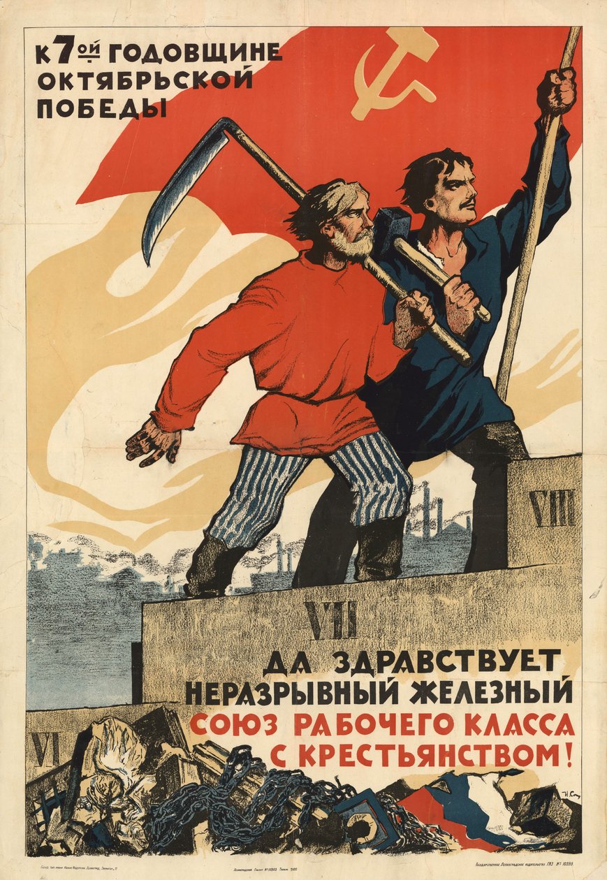 工人阶级和农民的不可分割的铁的联盟万岁！，1924年。 作者 伊万·瓦西里耶维奇·西马科夫