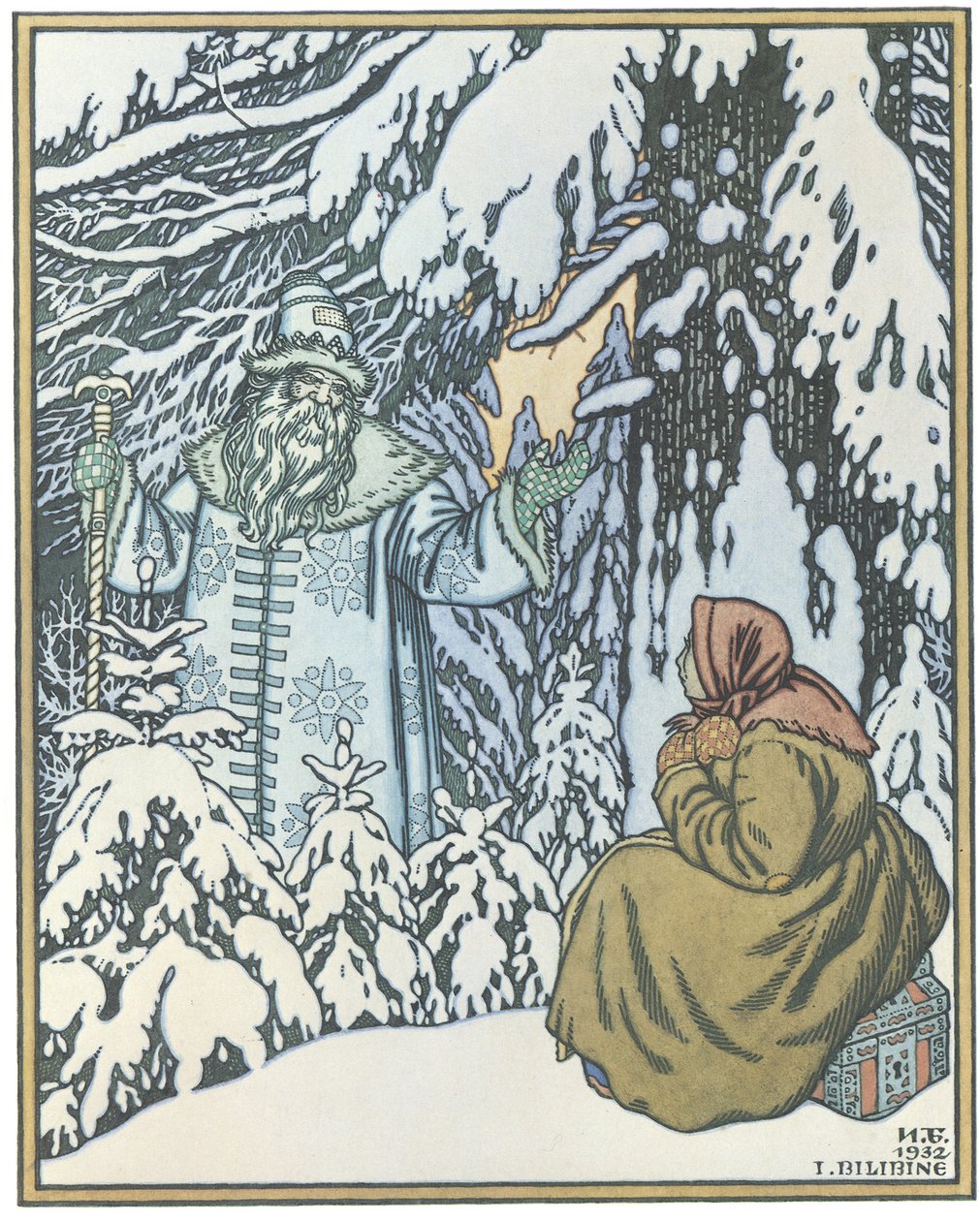 童话故事的插图莫罗兹科（Morozko），1932年 作者 伊万·雅科夫列维奇·比利宾