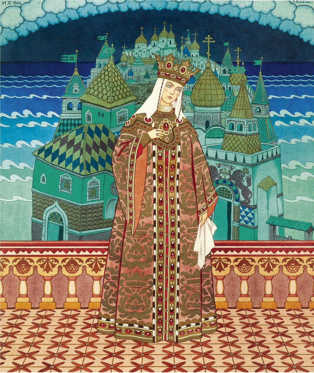 Militrissa。 N. Rimsky-Korsakov的歌剧《沙皇撒旦的故事》服装设计 作者 伊万·雅科夫列维奇·比利宾