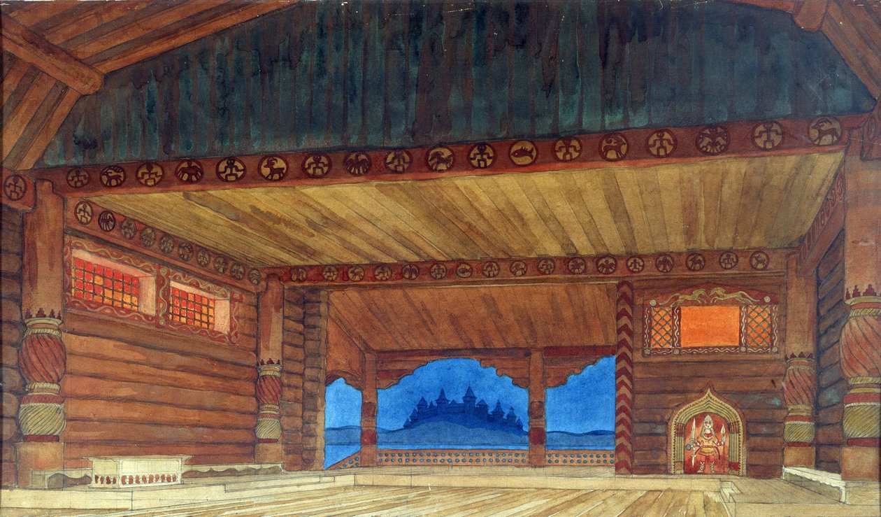 M. Glinka的歌剧Ruslan和Lyudmila的舞台设计，1913年 作者 伊万·雅科夫列维奇·比利宾