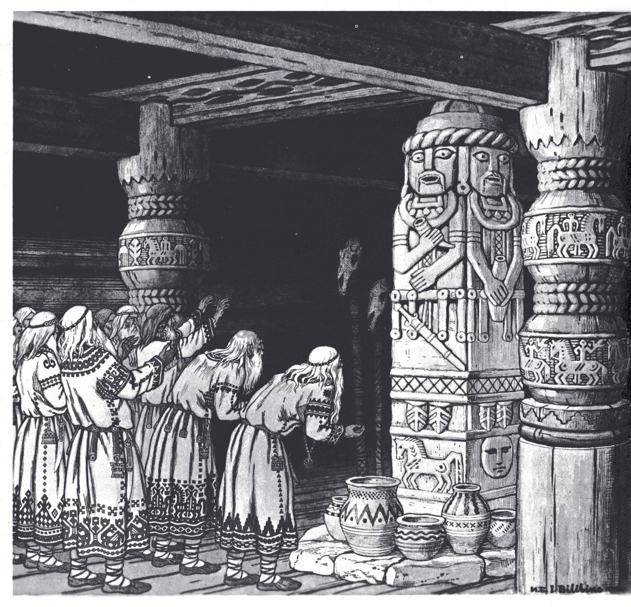 Svetovid神的崇拜，1934年 作者 伊万·雅科夫列维奇·比利宾