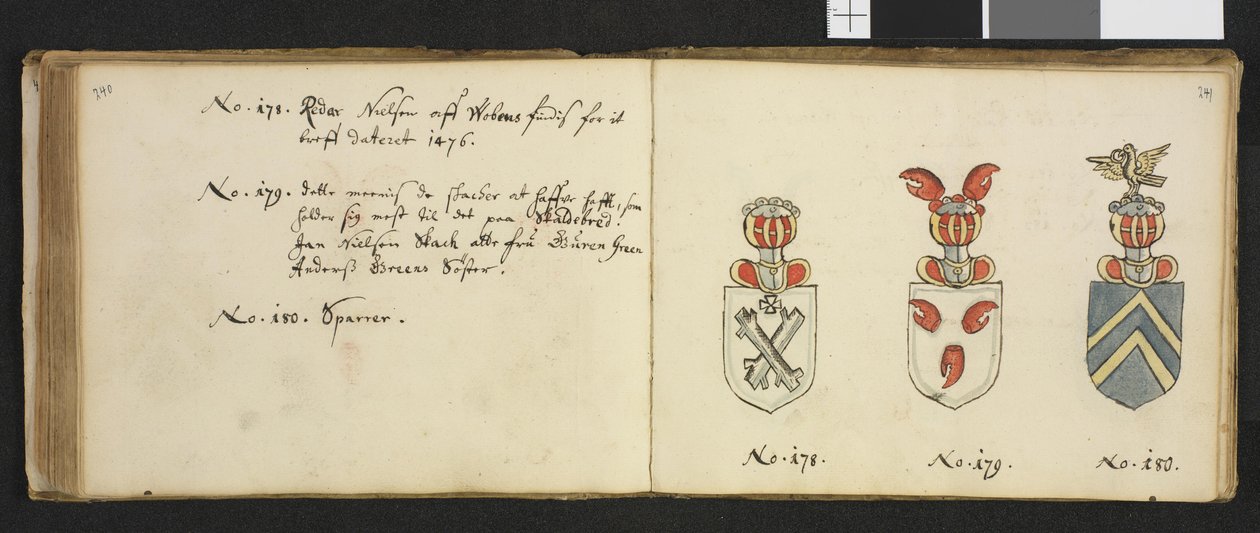 插图来自国家图书馆的私人档案，标题为Iver Nielssøn Hirtzholm的Insignia quædam virorum illustrium in Norvegia quodam habitantium。 作者 艾弗·赫茨霍尔姆