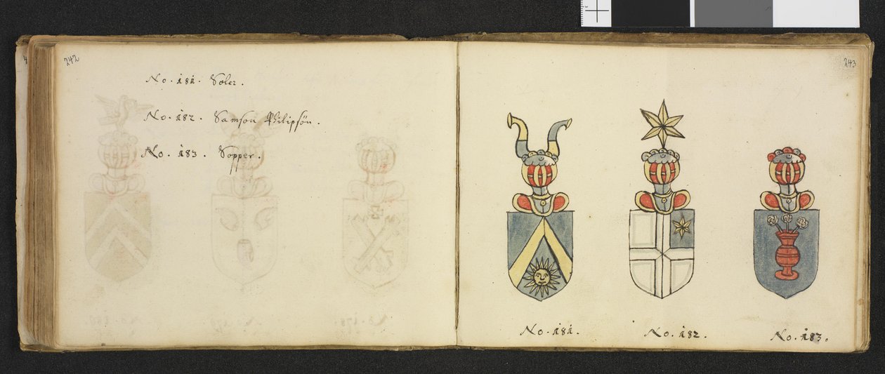插图来自国家图书馆的私人档案，标题为Iver Nielssøn Hirtzholm的Insignia quædam virorum illustrium in Norvegia quodam habitantium。 作者 艾弗·赫茨霍尔姆