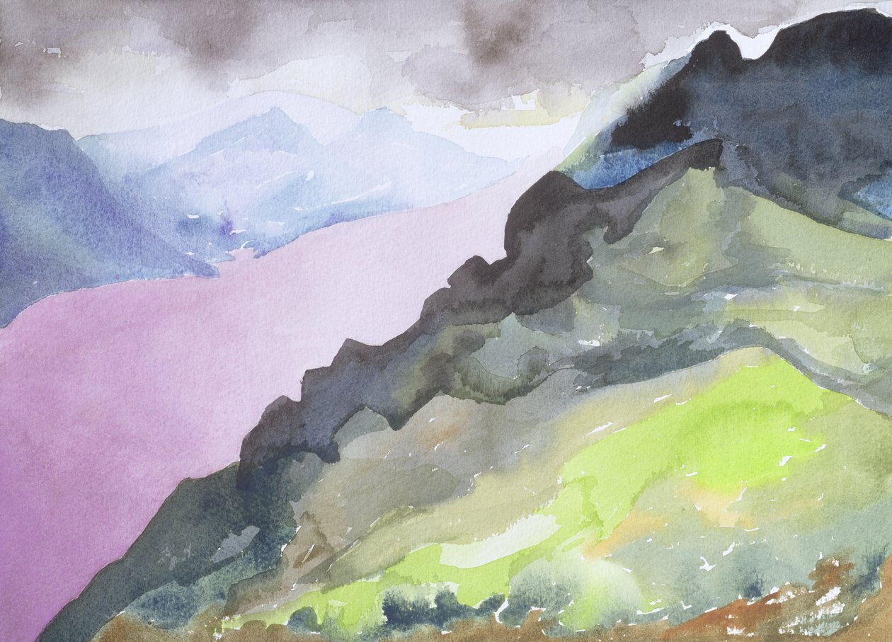1995年Glendoe Lodge的尼斯湖（wc on paper） 作者 伊莎贝拉·戈德卢斯卡·德·阿兰达