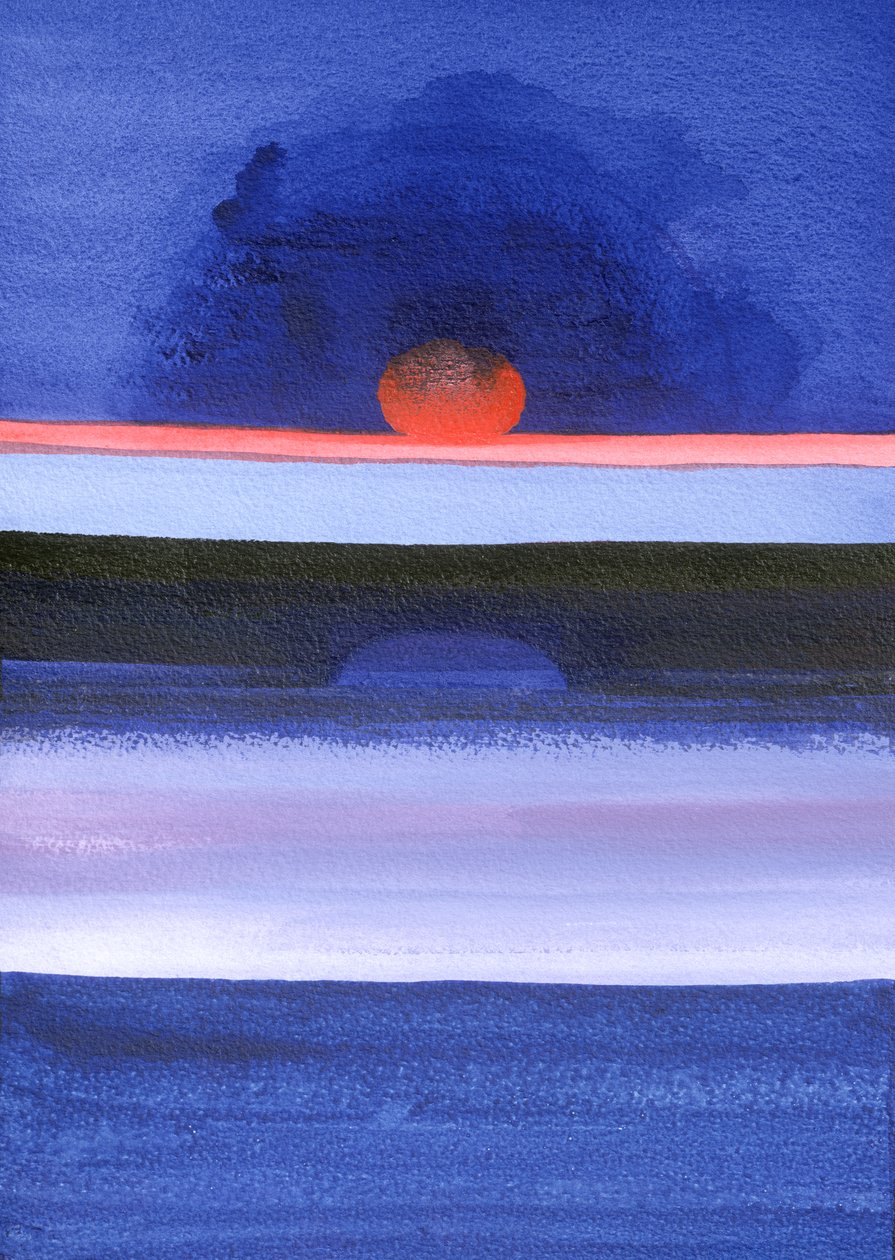海景，日落，赫尔辛基，1991（画布上的丙烯酸） 作者 伊莎贝拉·戈德卢斯卡·德·阿兰达
