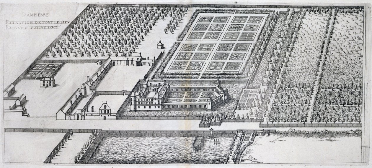 Chateau de Dampierre，庄园景观，来自法国最美丽的堡垒，出版于1570年代 作者 J·安德鲁·杜塞索