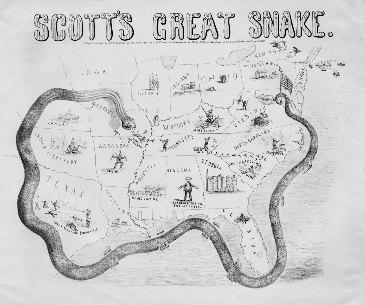 Scotts great snake，于1861年在辛辛那提出版 作者 杰利·艾略特（JB Elliott）