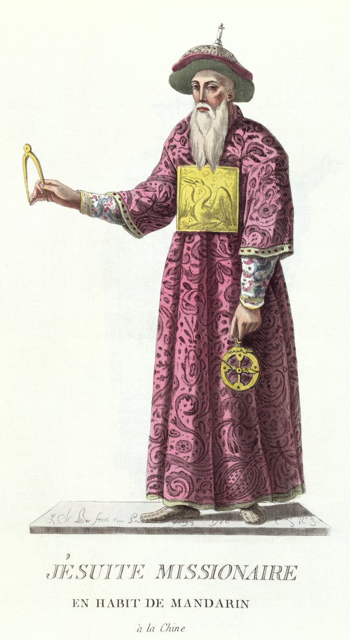 1785年出版的“普通服装的耶稣会传教士”，来自“所有宗教和军事秩序服装的集合” 作者 