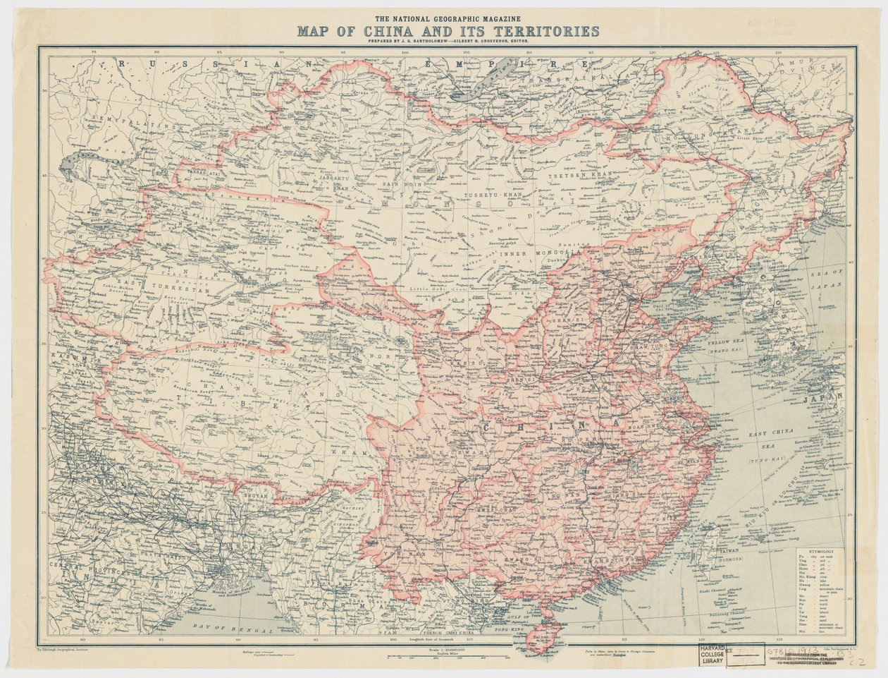 国家地理杂志中国及其领土地图 作者 JG巴塞洛缪