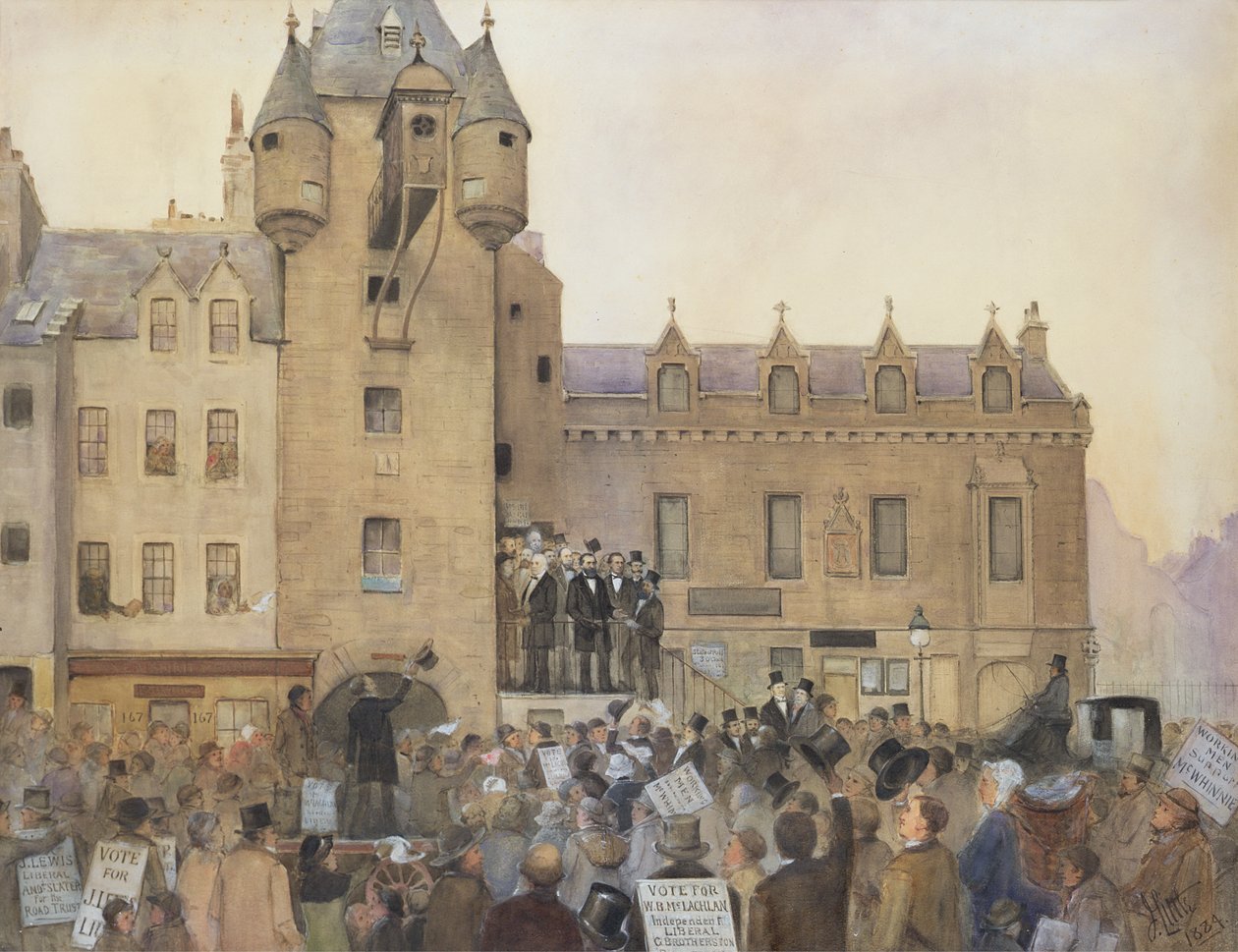 在选票之前，爱丁堡的Canongate Tolbooth，1884年 作者 J·利特尔