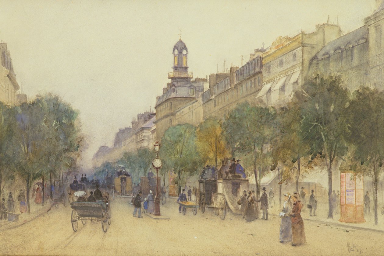 1887年在巴黎的Boulevard des Italiens大道 作者 J·利特尔