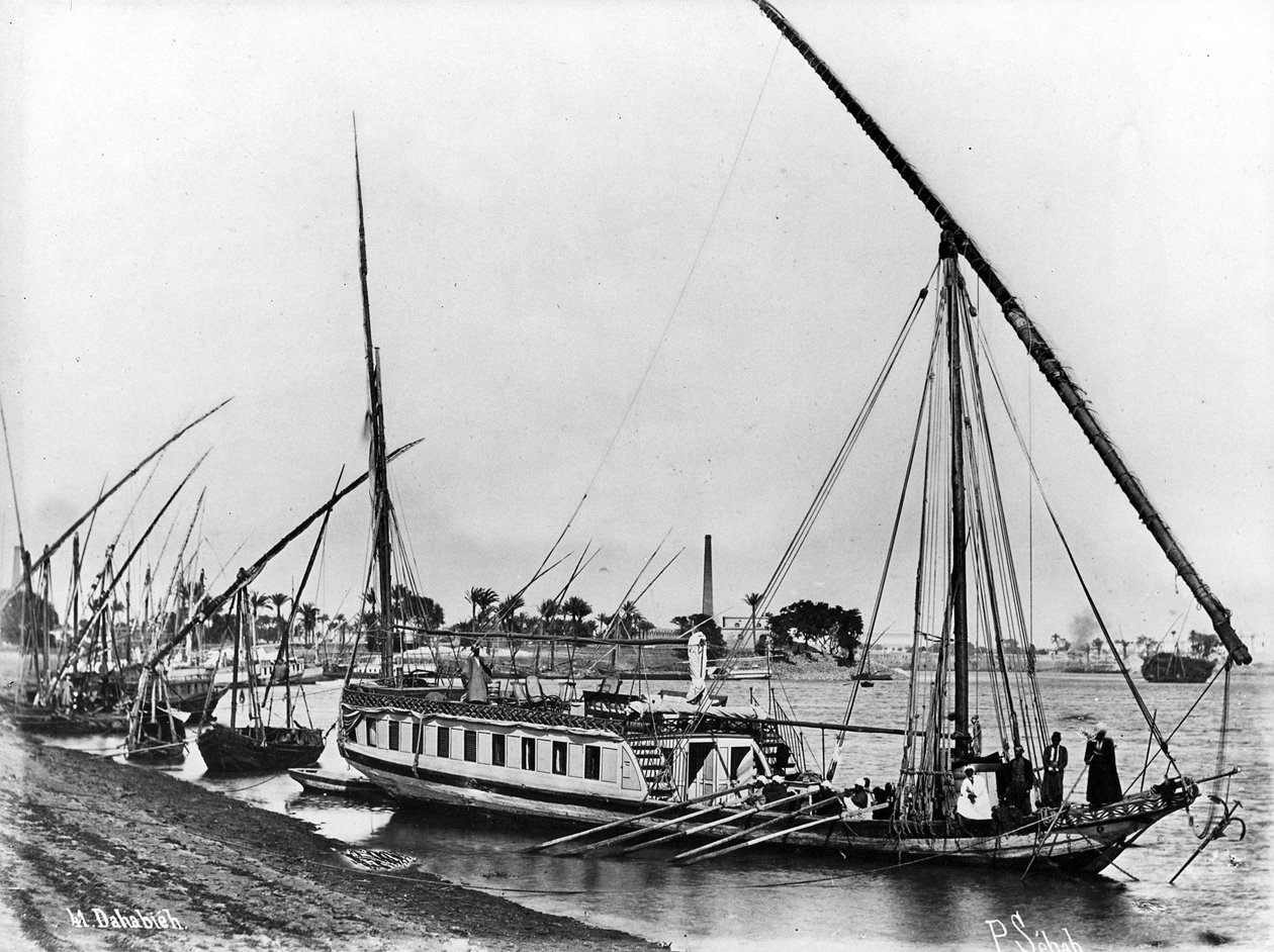 尼罗河上的达哈比亚，c.1873-86 作者 帕斯卡·塞巴（J. Pascal Sebah）