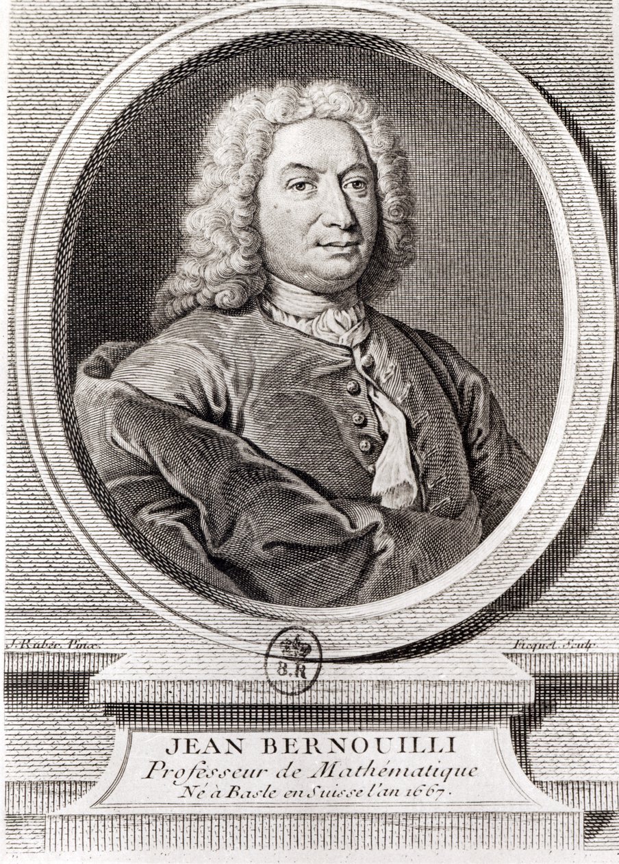 Jean Bernoulli（1667-1748）的肖像由Etienne Ficquet（1719-94）刻（bw照片） 作者 鲁伯