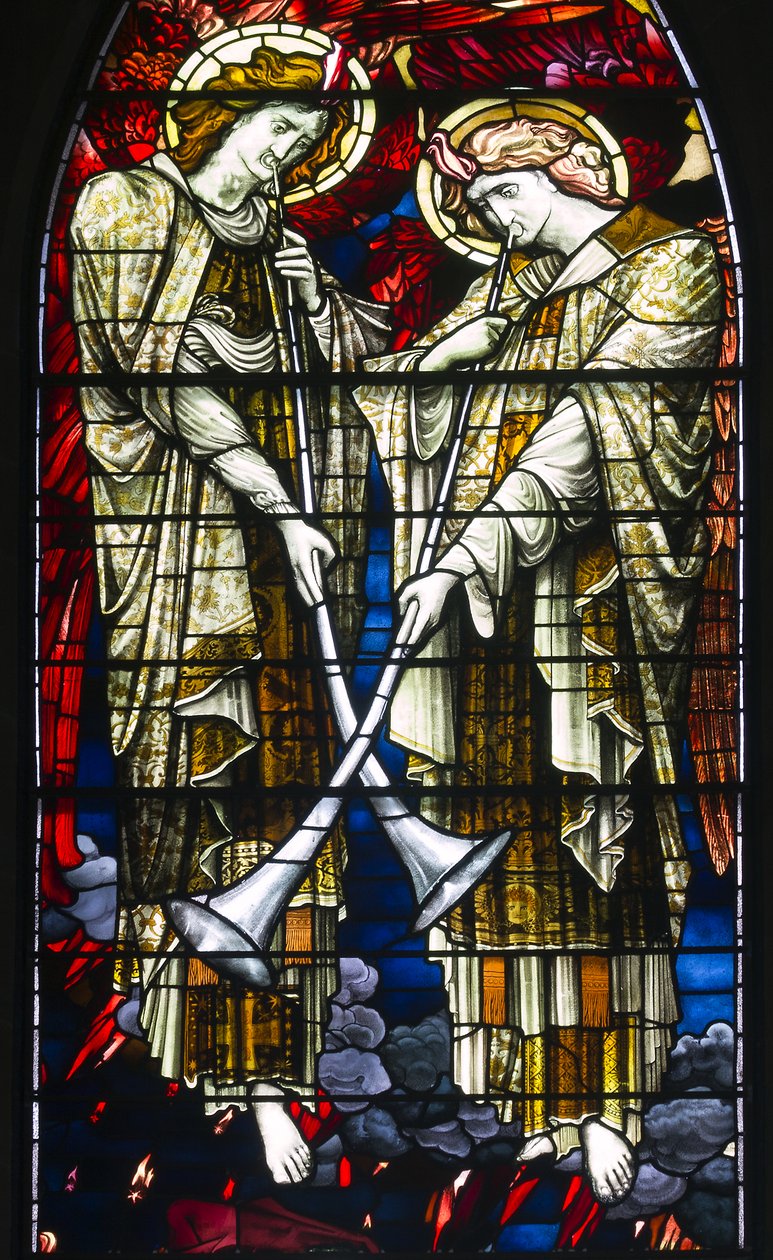 Jesmond，St George，Gateshead彩色玻璃公司，JW Brown TR Spence，东窗，最后的审判，1888年 作者 JW和Spence Brown