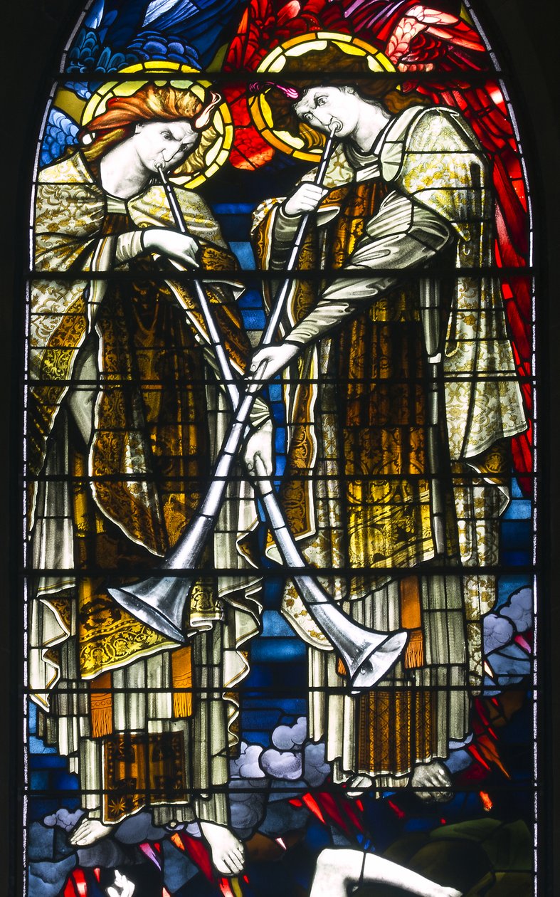 Jesmond，St George，Gateshead彩色玻璃公司，JW Brown TR Spence，东窗，最后的审判，1888年 作者 JW和Spence Brown