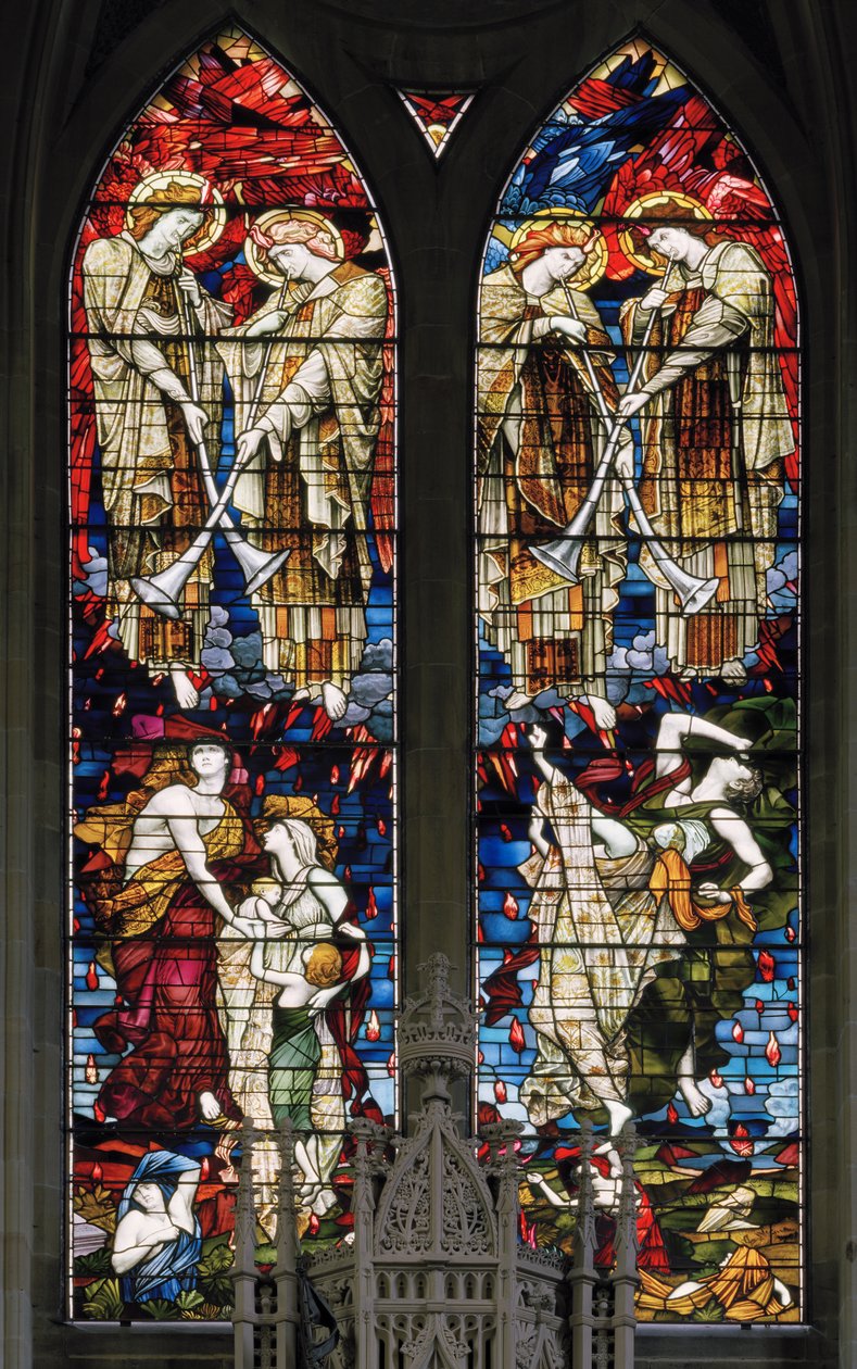 Jesmond，St George，Gateshead彩色玻璃公司，JW Brown TR Spence，东窗，最后的审判，1888年 作者 JW和Spence Brown