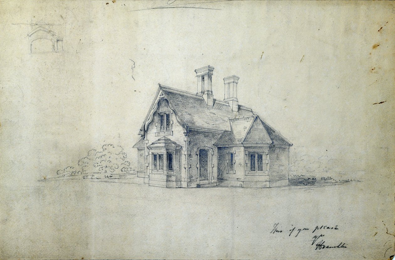 车站大楼，c.1850（纸上铅笔） 作者 是的戴维斯