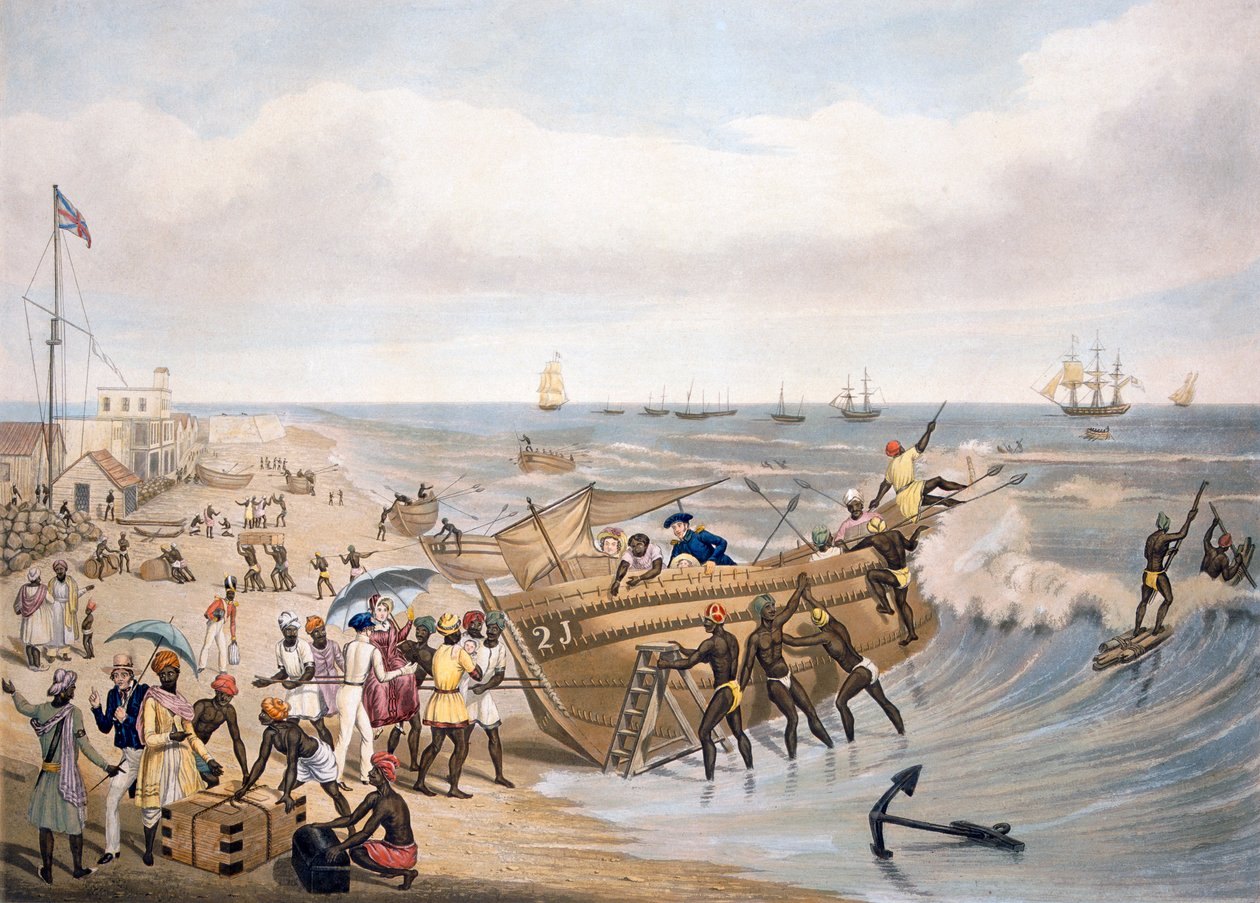 Madras，Embarking，由C. Hunt雕刻，1856年 作者 东新山