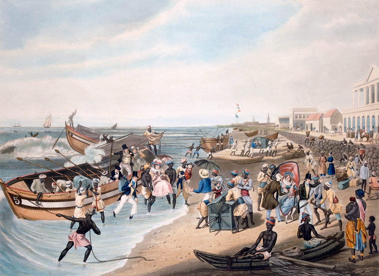 Madras Landing，由C. Hunt雕刻，由Ackermann und Co.出版，1856年（aquatint） 作者 东新山